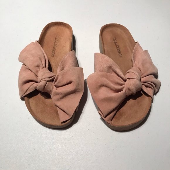Ulla Johnson Ingrid Bow Slides in Cork Suede Blush Pink Size 35 (US 5) - Picture 6 of 16